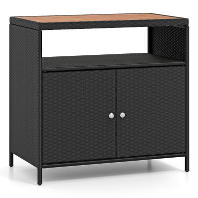 COSTWAY Armadietto Portaoggetti in Rattan, Mobile Buffet per Esterni in