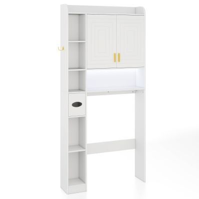 Mobile Contenitore Sopra il WC, Scaffale Organizzatore con Doppie Ante, Porta Carta Igienica e Ripiano Regolabile, Salvaspazio Indipendente, Grigio | Leroy Merlin