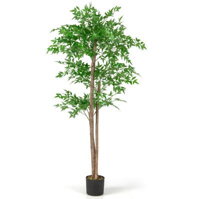 Albero Artificiale Bougainvillea 1,2 M Con Vaso - Pianta Finta Con Tronco In Legno E Fiori Rosa