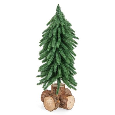 Set 5 Alberi Di Natale In Miniatura Con Base In Legno – Decorazioni Da Tavolo Per Festività E Villaggi Natalizi - 3