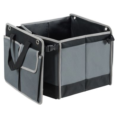 XCF Organizer Bagagliaio Auto, Maniglia Push-pull, Cuoio Pieghevole 2 Scomparti Organizer Auto Bagagliaio, Adatto per Tutti i Tipi SUV, Minivan (Nero