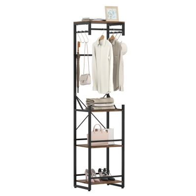 Appendiabiti resistente, regolabile, resistente, con ripiani, carico 190,5 kg, autoportante, con ruote bloccabili e ganci per appenderlo, bianco