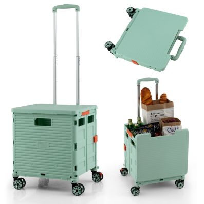 Carrello Pieghevole 2 in 1 con Cesto, Manico Retrattile