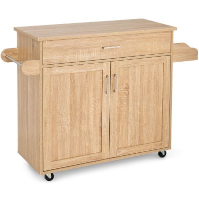 Carrello Multiuso In Legno Con Ruote E 2 Cassetti 41x44xH58 Bianco Lucido 90911935