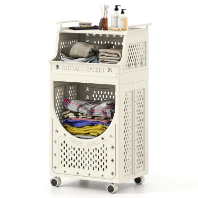 Carrello Portaoggetti Sottile A 3 Ripiani – 26 Cm Larghezza, Bianco, Con Ruote, Per Spazi Stretti - 3