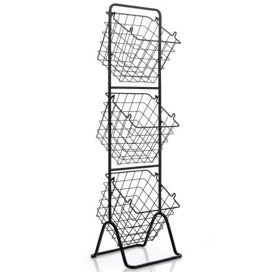 Set 4 cesti frutta 3 piani con supporto per banane, organizer metallico per frutta, verdura e snack, perfetto per cucina e bancone | Leroy Merlin