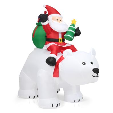 Luckybaby Orso Polare 2M in Sella a Babbo Natale Bambola Gonfiabile di Babbo Natale Adatta per la Decorazione del Giardino nel Cortile Interno/Esterno di Natale 