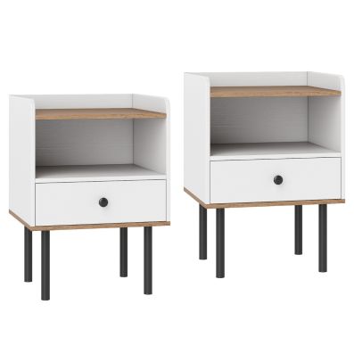 GIANTEX Comodino da Letto, a 3 Ripiani, Tavolino Laterale in Legno, Multiuso e Moderno, Struttura a Righe, Arredo da Camera, Soggiorno e Ufficio, Portata di 20 kg, 40x40x61 cm, 4 Colori (Marrone