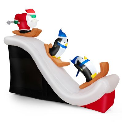Lulu Home Decorazione natalizia gonfiabile da 3 m, faro gigante illuminato con Babbo Natale e renna, ornamenti soffiati ad aria con sacchetti per riporre oggetti per Natale, inverno, cortile, prato