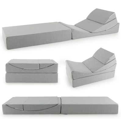 Yourigami – Divano Da Gioco Pieghevole Per Bambini, 4 Pezzi Modulari In Schiuma, Grigio Montagna, Lavabile E Convertibile In Forte O Castello - 2