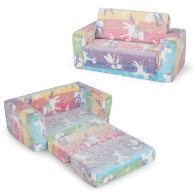 BIERUM Divano 2 In 1 Per Bambini Con Coperta E Luce Notturna - Poltrona Pieghevole Trasformabile In Scivolo, Schiuma Alta Densità, Morbido - 4