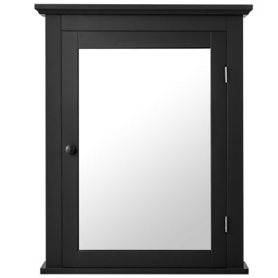 Armadietto Da Bagno A Specchio Nero Opaco 40,6x61x10,2 Cm – Con Telaio In Acciaio Inox, 2 Ripiani In Vetro, Montaggio A Parete
