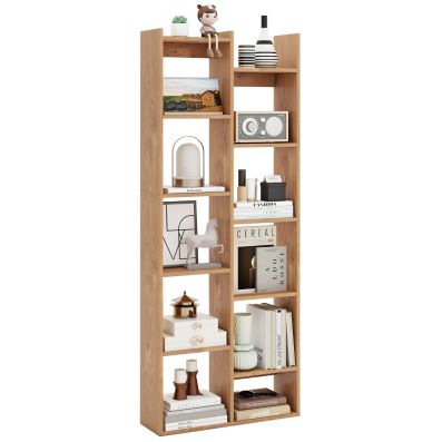 HOMCOM Libreria Moderna Angolare a 6 Ripiani in Metallo e MDF, 34x34x166cm, Marrone e Nero|Aosom