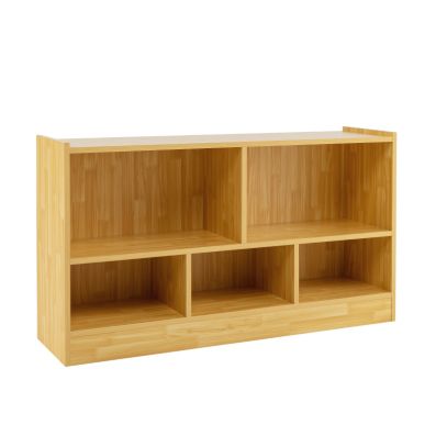 SPARK & WOW Armadietto In Legno Massello Per Giocattoli – 5 Scomparti, Con Ruote, Per Cameretta E Aula, 119x30x61,7 Cm