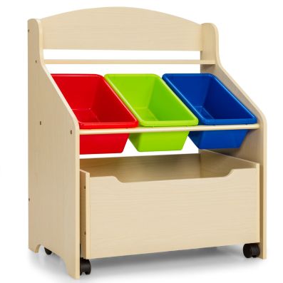 Organizer Per Giocattoli Con Cassetti E Armadio - 7 Contenitori, Grigio/Bianco, Scaffale Per Camera Bambini