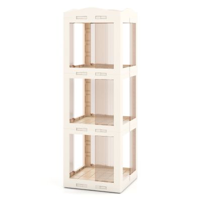 VUSIGN Contenitore Pieghevole 4 Livelli Con Ruote E Coperchio - 360 Litri, Organizer In Plastica Per Armadio, Ufficio E Dormitorio - 4