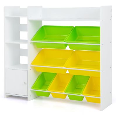 Organizer Per Giocattoli Con Cassetti E Armadio - 7 Contenitori, Grigio/Bianco, Scaffale Per Camera Bambini