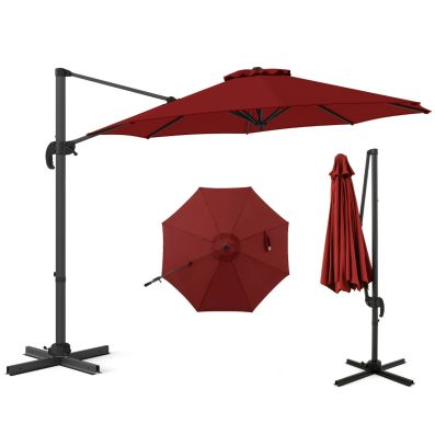 Ombrellone Da Giardino Parasole Per Balcone Con Air Vent Inclinazione Regolabile Apertura A Manovella Anti Uv Impermeabile Per Mare Spiaggia Piscina Terrazzo 27 M Rosso 190839 190839 4
