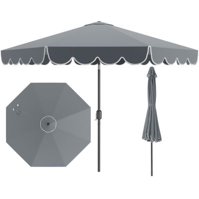 Blissun Ombrellone Rettangolare Da Esterno 3,5m Con Manovella E Pulsante Di Inclinazione - Telo In Poliestere, Colore Arancione, Ideale Per Giardino E Terrazzo