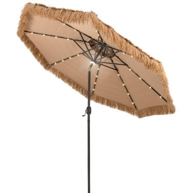 Ombrellone Hawaiano In Paglia COSTWAY Inclinabile Ø155x194cm - Con Borsa, Per Giardino E Spiaggia