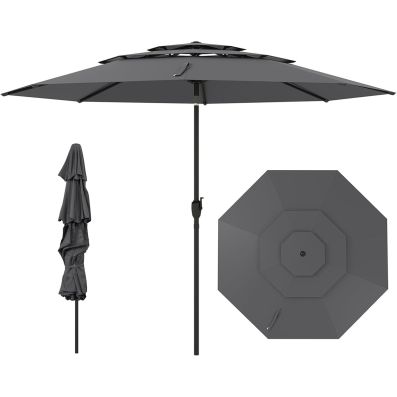 COSTWAY Ombrellone da Giardino 3x3 m a 3 Livelli, Ombrellone da Esterno