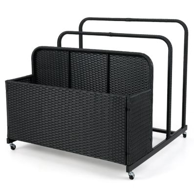 Contenitore Portaoggetti Da Piscina In Rattan Sintetico | Con Ruote E Cesto | Per Galleggianti E Giocattoli - 5