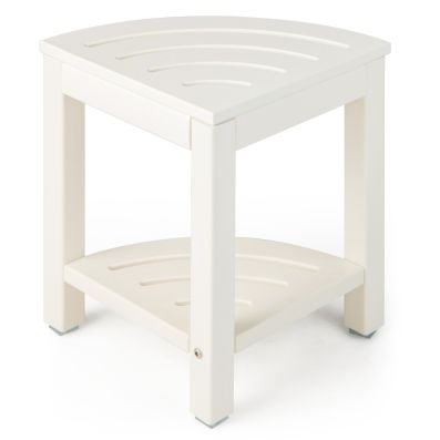 Panca da doccia in bambù con ripiano portaoggetti, Sedile spa a 2 livelli 60x30x50cm Naturale