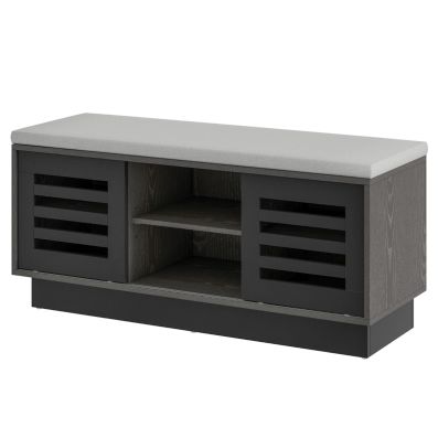 Panca scarpiera nera con cuscino per scarpe | Maisons du Monde