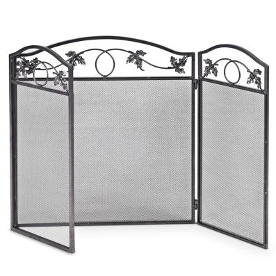 Plow & Hearth Schermo Paraschegge Per Camino In Acciaio E Rete – Design Cabina Montana Tagliata Laser, Porta Singola Con Chiusura Magnetica, Nero, 44x32,5x33,8 Cm - 2