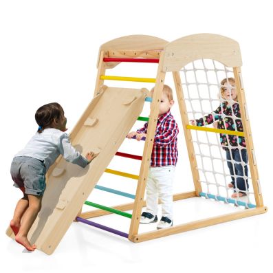 Casa giocattolo in legno degli ingranaggi, Montessori con giochi sensoriali  e spazio interno per bambini - Costway