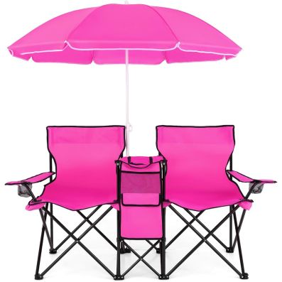 Sedia Da Campeggio Pieghevole Con Ombrellone Incorporato 360° - Portatile, Impermeabile, Con Telo Protettivo UV, Blu - 3