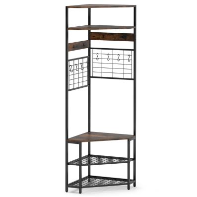SoBuy Telescopic Appendiabiti da Terra, Robusto Stand Appendiabiti con Aste e Ripiani, Armadio Aperto Regolabile per Camera da Letto, Porta Abiti Nero KLS04-II-SCH