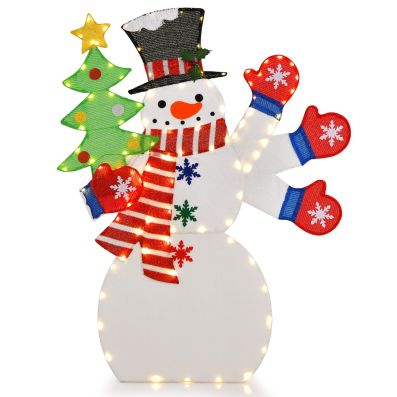 Tangkula Pupazzo Di Neve Gonfiabile Luminoso Da 1,2m Con Luci LED Rotanti - Decorazione Natalizia Da Esterno Per Giardino E Prato