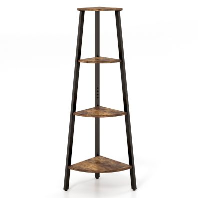 Mophorn Scaffale Angolare A 5 Ripiani Con Luce LED, Struttura In Metallo E Ripiani In Legno Libreria Verticale Ideale Per Camera Da Letto E Soggiorno 88894173