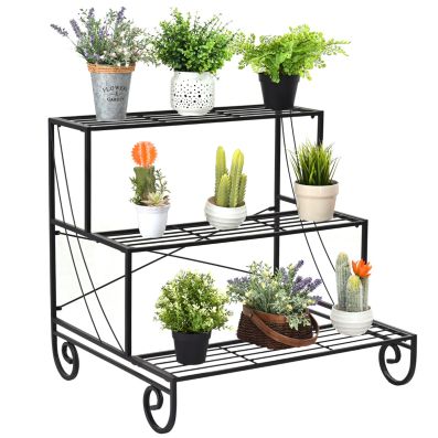 Supporto Organizzatore Per Piante In Metallo, Scaffale Per Fioriere A 3 Livelli Per Interni Patio Giardino