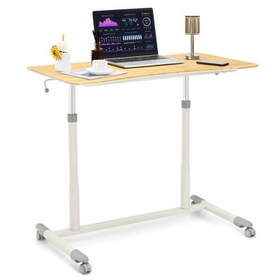 Scrivania portatile per laptop con altezza regolabile, ruote bloccabili, sollevamento pneumatico, postazione di lavoro (nero) | Leroy Merlin