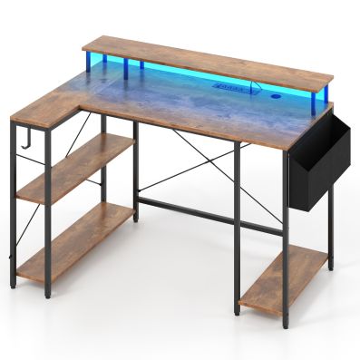 Scrivania Da Gaming - Scrivania Angolare A L - 120 Cm - Con Ripiano Porta Di