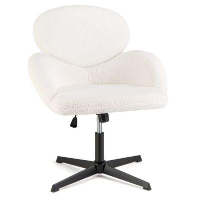Sedia da Ufficio con Gambe Incrociate Senza Ruote, Sedia da Scrivania con Sedile Imbottito Ampio, Sedia Girevole 120°, Altezza Regolabile, Por | Leroy Merlin