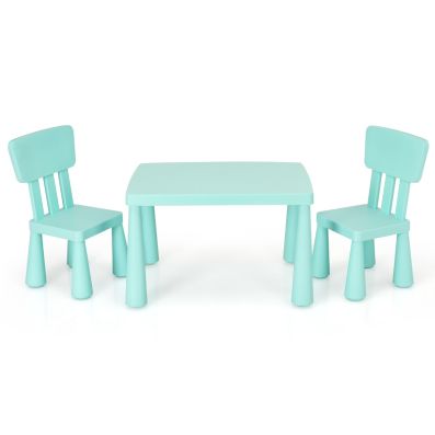 COSTWAY Set Tavolo e Sedia per Bambini, Tavolo Artistico 2 in 1 con Piano Sollevabile, Rullo di