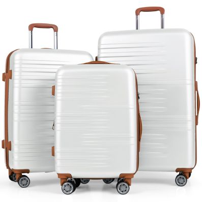 Set Di 3 Valigie Argento Con Struttura Rigida Trolley Valigie Bagaglio A Mano