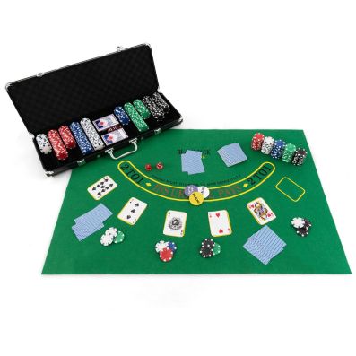Set valigetta da poker confezione 300 fiches 2 mazzi di carte 5 dadi e