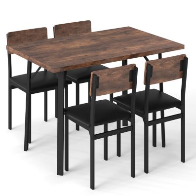 Set Tavolo Da Cucina 3 Pezzi Con 2 Sedie - Angolo Colazione In Legno Asiatico - Finitura Cappuccino, Dimensioni Contenute