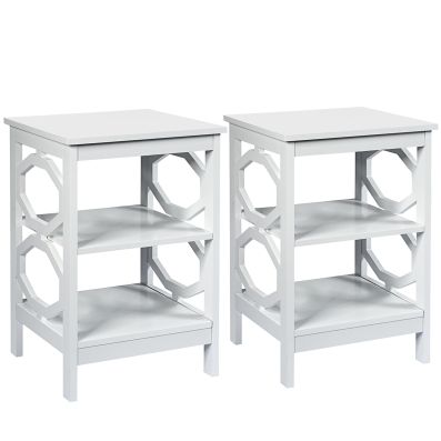 Furinno Just Tavolino Turn-N-Tube A 3 Livelli, Confezione Da 2 Rovere Bianco Tubi In Acciaio Inossidabile 96948492