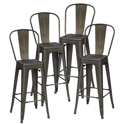 Set di sgabelli da bar e isola in metallo con seduta in rattan 65 cm BALI