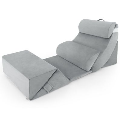 Bedluxe – Set Di 4 Cuscini A Cuneo In Memory Foam Regolabili, Per Schiena, Gambe, Reflusso Acido E Post-operatorio, Con Federe Lavabili, Colore Grigio - 5