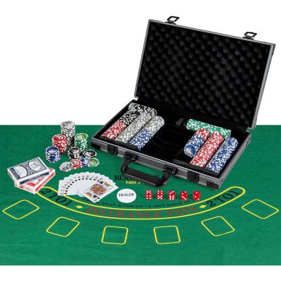 Relaxdays Valigetta da Poker, 100 Chips senza Valore, 2 Mazzi di Carte