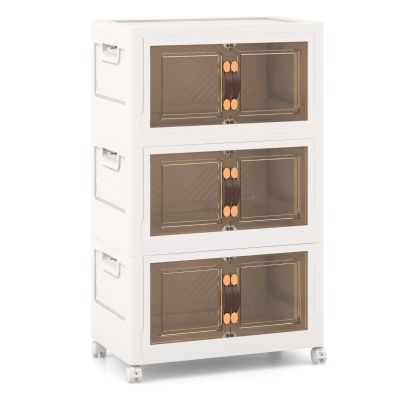 COSTWAY Comodino in Plastica Multipiano con Coperchio 126 L, Scatole