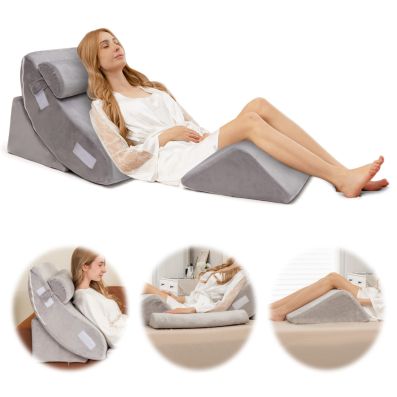 EVERGREENWEB - Cuscino da Lettura ergonomico, Cuscino Schienale a Cuneo per Letto e Divano Cuscino Per gambe Testata letto Misura 60x26 cm Colore Celeste 100% Made in ItalyCHILL PILLOW