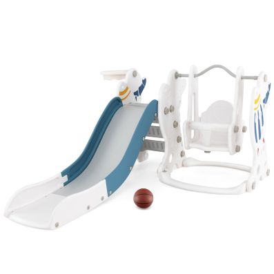 YOLEO 5 In 1 Set Scivolo E Altalena Per Bambini, Canestro Da Basket Porta Da Calcio Gioco Del Lazo Hockey Facile Da Installare Robusto 85824574