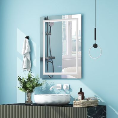 Specchio da bagno rotondo da 70 cm Specchio da bagno illuminato con LED 3 modalità di luce Dimmerabile Anti-appannamento
